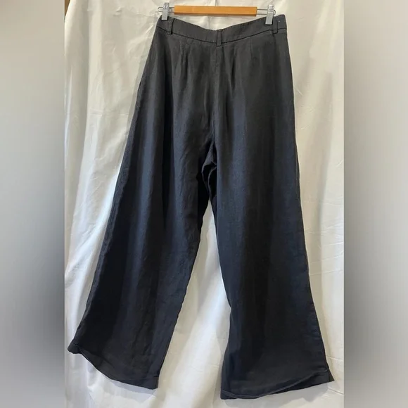 FREE PEOPLE Lyla Linen Black Trousers Size 6 - Picture 8 of 11